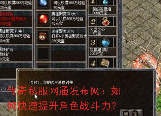 传奇私服网通发布网:如何快速提升角色战斗力? 传奇私服网通发布网:如何快速提升角色战斗力?